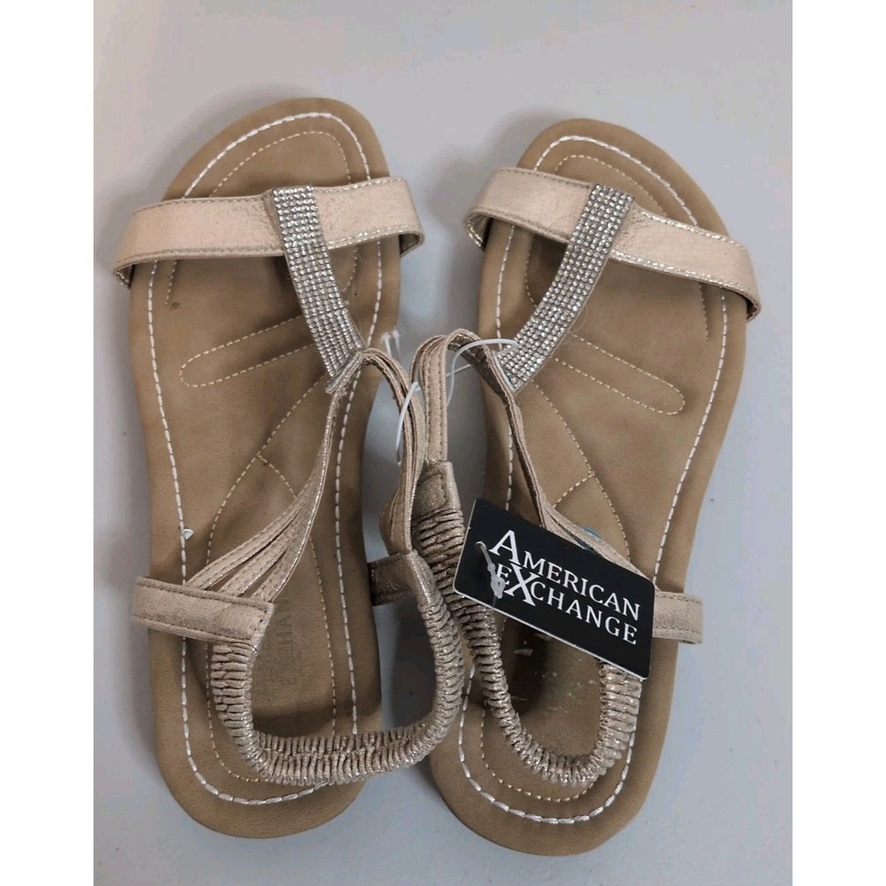American Exchange Women's Gold/Champagne Sandals Size 10W